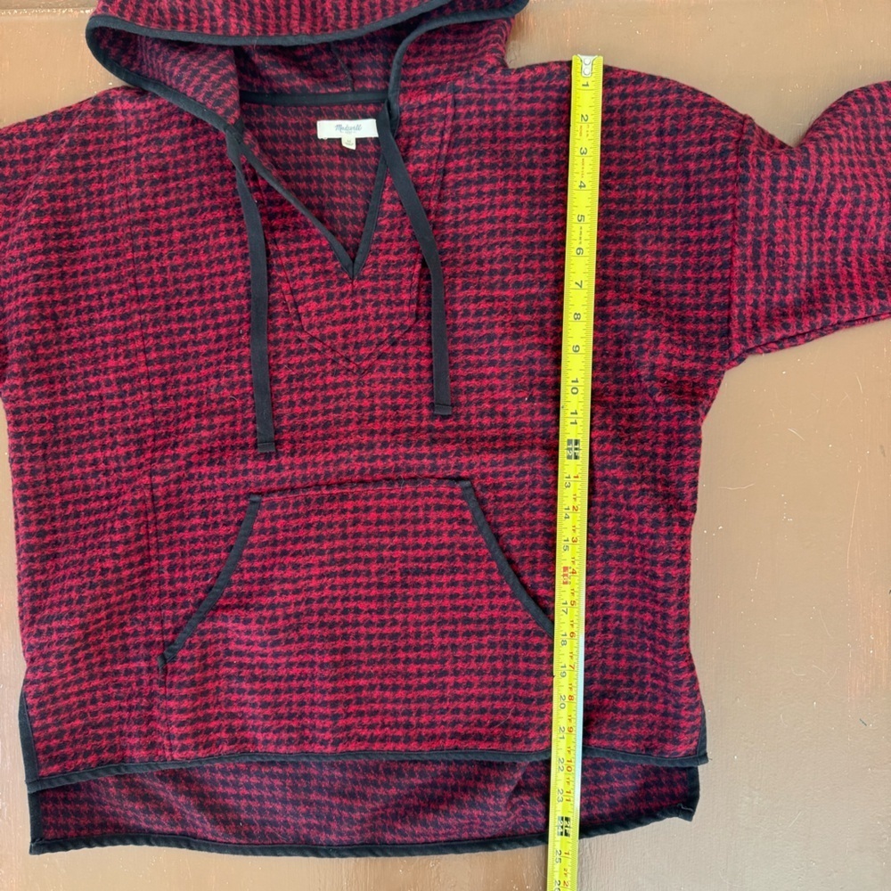 Madewell Red and Black Brushed Houndstooth Oversized Hoodie - Women’s Medium - Picture 6 of 8